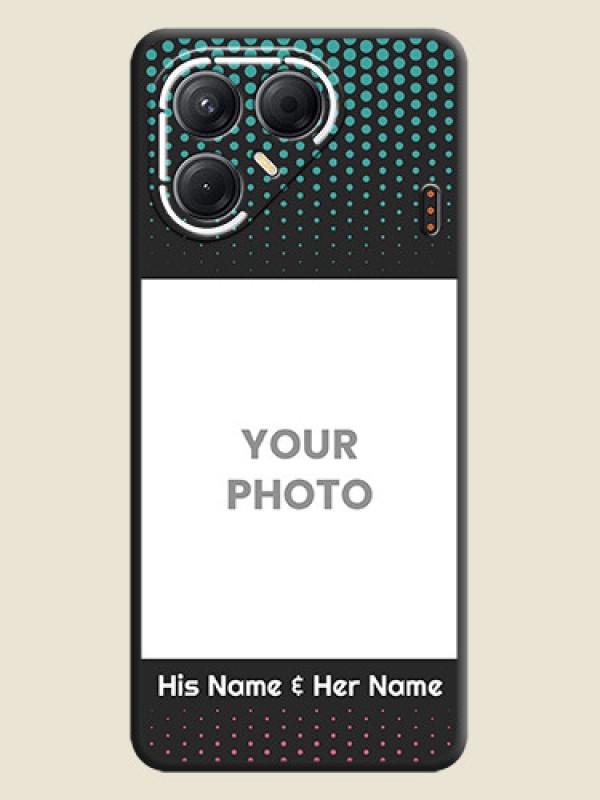 Custom Faded Dots with Grunge Photo Frame and Text On Space Black Custom Soft Matte Mobile Back Cover - Tecno Pova 7 5G - alternate view