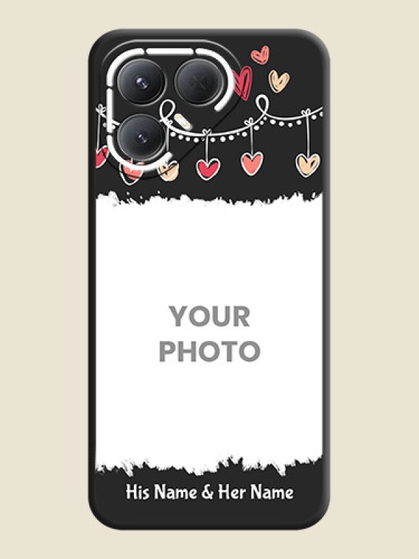 Custom Pink Love Hangings with Name On Space Black Custom Soft Matte Mobile Back Cover - Tecno Pova 7 Pro 5G - alternate view