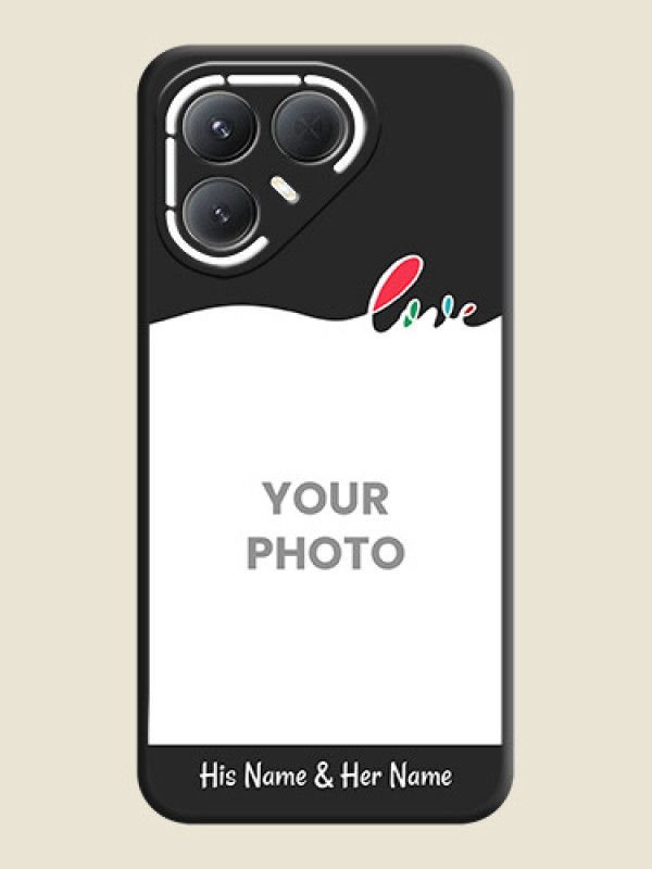 Custom Fall in Love Pattern with Picture on Photo On Space Black Custom Soft Matte Mobile Back Cover - Tecno Pova 7 Pro 5G - alternate view