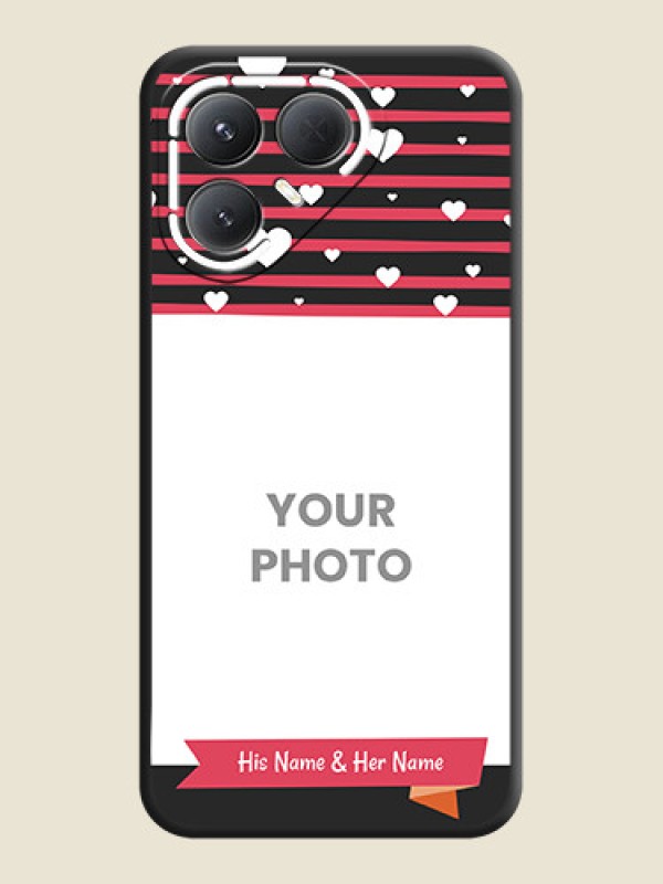 Custom White Color Love Symbols with Pink Lines Pattern On Space Black Custom Soft Matte Mobile Back Cover - Tecno Pova 7 Pro 5G - alternate view