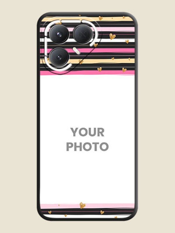 Custom Multicolor Lines and Golden Love Symbols Design on Photo On Space Black Custom Soft Matte Mobile Back Cover - Tecno Pova 7 Pro 5G - alternate view