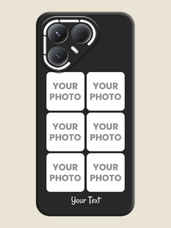 Custom Floral Art with 6 Image Holder on Photo On Space Black Custom Soft Matte Mobile Back Cover - Tecno Pova 7 Pro 5G - alternate view