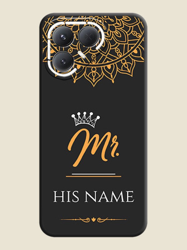 Custom Mr Name with Floral Design On Space Black Custom Soft Matte Mobile Back Cover - Tecno Pova 7 Pro 5G - alternate view