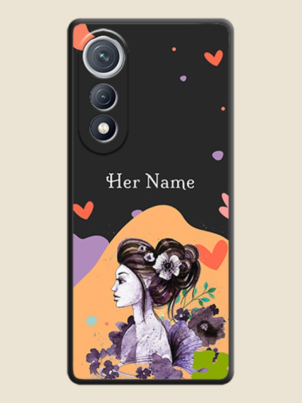 Custom Namecase For Her With Fancy Lady Image On Space Black Custom Soft Matte Mobile Back Cover - Tecno Pova Curve 5G - alternate view