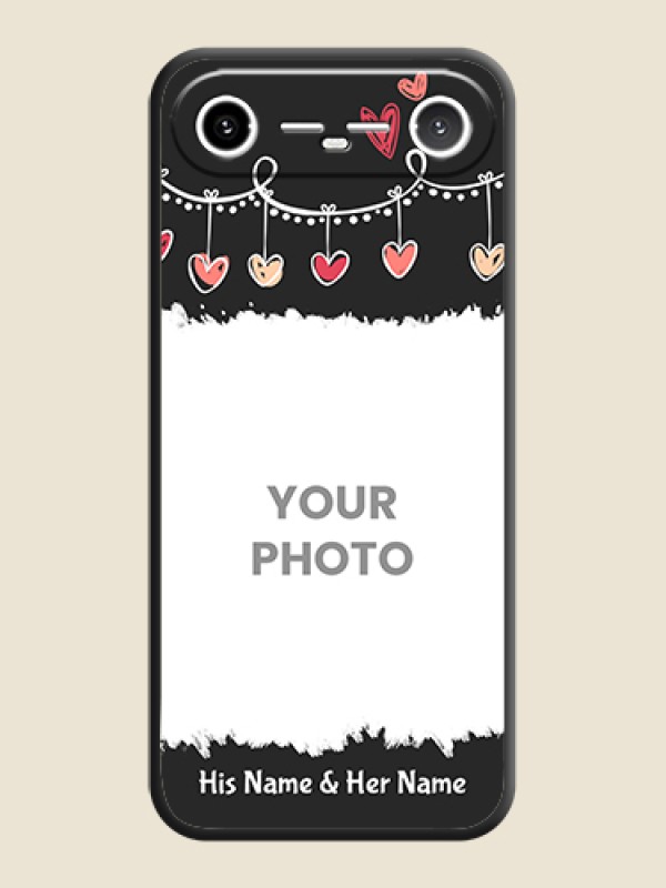 Custom Pink Love Hangings with Name On Space Black Custom Soft Matte Mobile Back Cover - Tecno Pova Slim 5G - alternate view