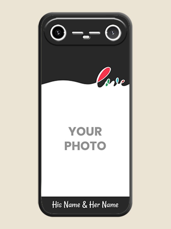 Custom Fall in Love Pattern with Picture on Photo On Space Black Custom Soft Matte Mobile Back Cover - Tecno Pova Slim 5G - alternate view