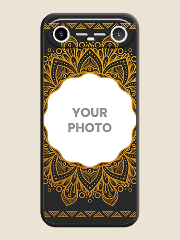 Custom Round Image with Floral Design On Space Black Custom Soft Matte Mobile Back Cover - Tecno Pova Slim 5G - alternate view