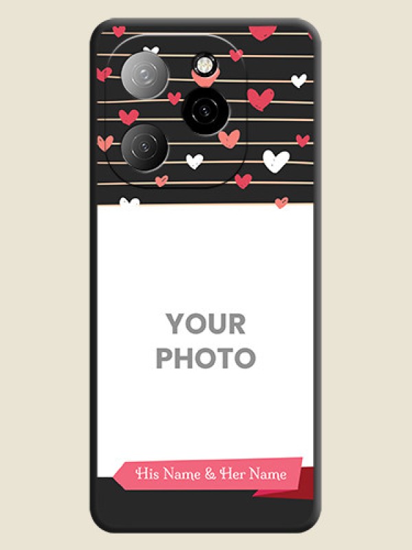 Custom Love Pattern with Name on Pink Ribbon on Photo On Space Black Custom Soft Matte Mobile Back Cover - Spark 20 Pro 5G - alternate view