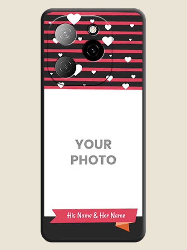 Custom White Color Love Symbols with Pink Lines Pattern On Space Black Custom Soft Matte Mobile Back Cover - Spark 20 Pro 5G - alternate view