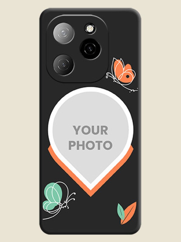 Custom Upload Pic With Simple Butterly Design On Space Black Custom Soft Matte Mobile Back Cover - Spark 20 Pro 5G - alternate view