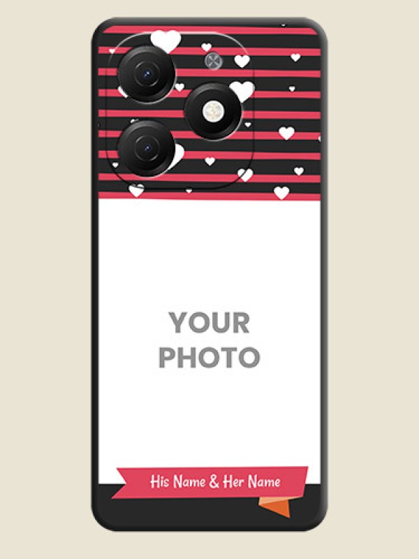 Custom White Color Love Symbols with Pink Lines Pattern on Space Black Custom Soft Matte Phone Cases - Tecno Spark 20 - alternate view