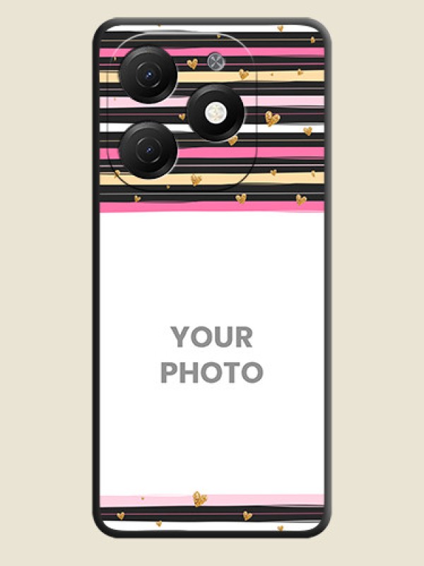 Custom Multicolor Lines and Golden Love Symbols Design - Photo on Space Black Soft Matte Mobile Cover - Tecno Spark 20 - alternate view