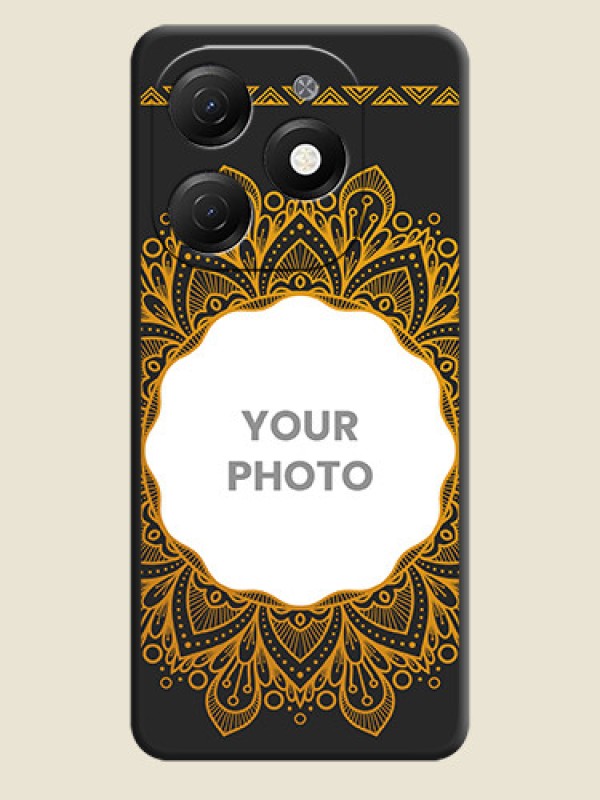 Custom Round Image with Floral Design - Photo on Space Black Soft Matte Mobile Cover - Tecno Spark 20 - alternate view