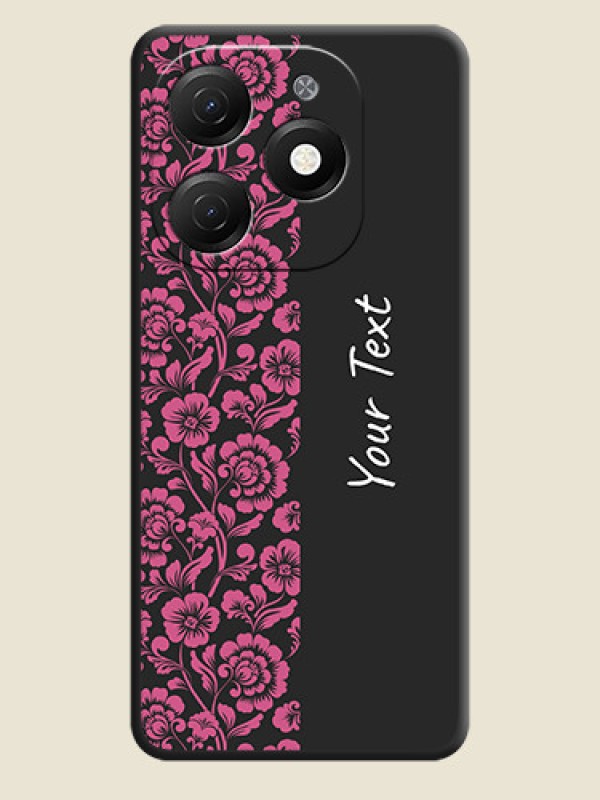 Custom Pink Floral Pattern Design With Custom Text On Space Black Personalized Soft Matte Phone Covers - Tecno Spark 20 - alternate view