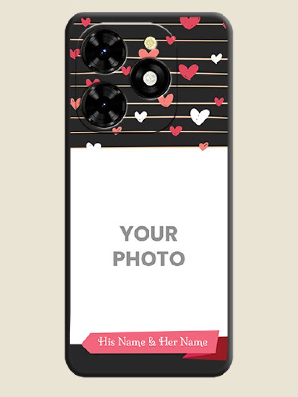 Custom Love Pattern with Name on Pink Ribbon - Photo on Space Black Soft Matte Back Cover - Tecno Spark 20C - alternate view