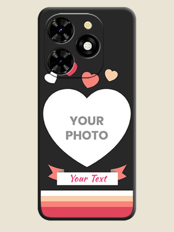 Custom Love Shaped Photo with Colorful Stripes on Personalised Space Black Soft Matte Cases - Tecno Spark 20C - alternate view