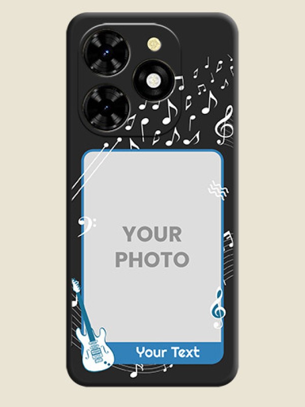 Custom Musical Theme Design with Text - Photo on Space Black Soft Matte Mobile Case - Tecno Spark 20C - alternate view