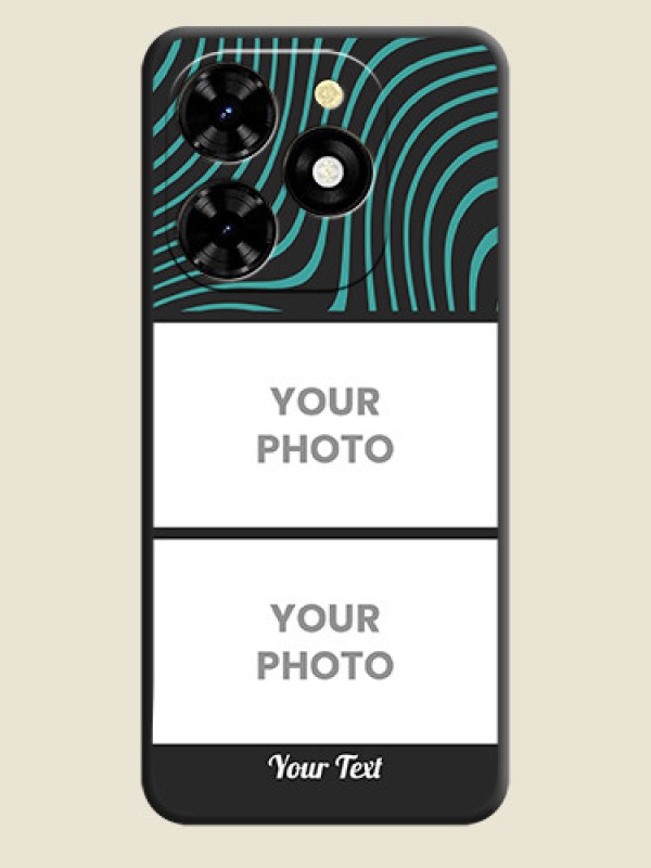 Custom Wave Pattern with 2 Image Holder on Space Black Personalized Soft Matte Phone Covers - Tecno Spark 20C - alternate view
