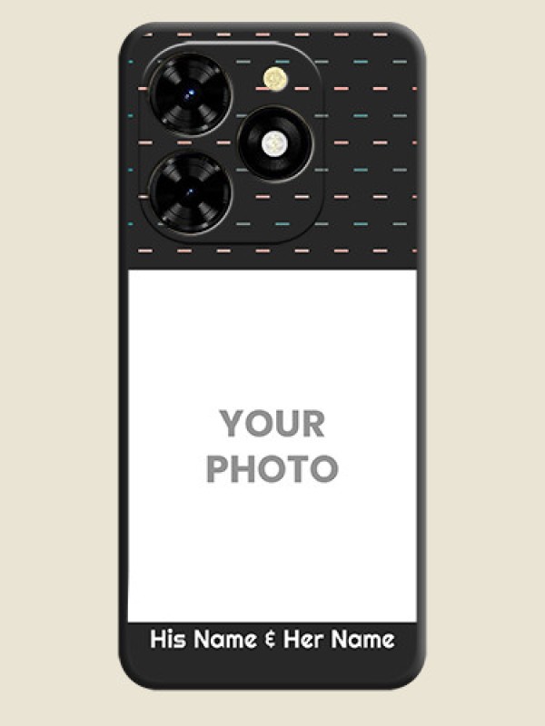 Custom Line Pattern Design with Text on Space Black Custom Soft Matte Phone Back Cover - Tecno Spark 20C - alternate view