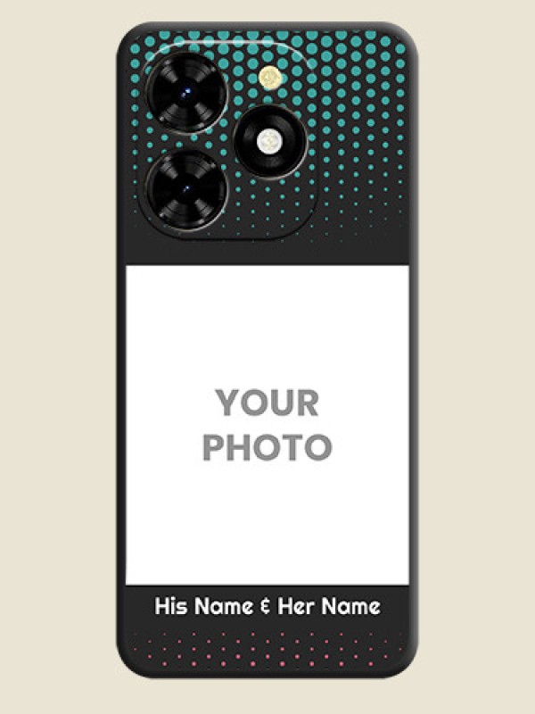 Custom Faded Dots with Grunge Photo Frame and Text on Space Black Custom Soft Matte Phone Cases - Tecno Spark 20C - alternate view