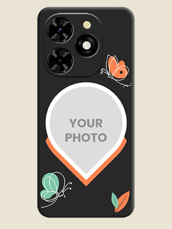 Custom Upload Pic With Simple Butterly Design On Space Black Personalized Soft Matte Phone Covers - Tecno Spark 20C - alternate view
