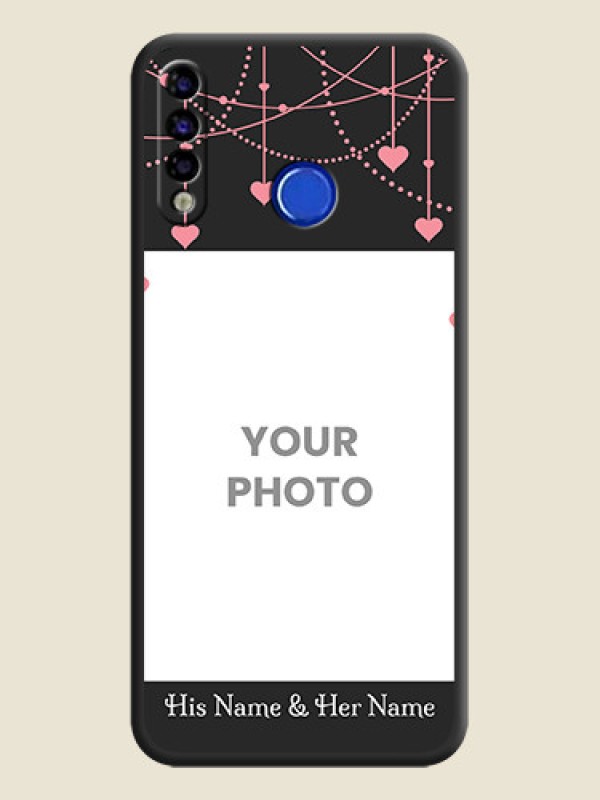 Custom Pink Love Hangings with Text on Space Black Custom Soft Matte Back Cover - Tecno Spark 4 - alternate view