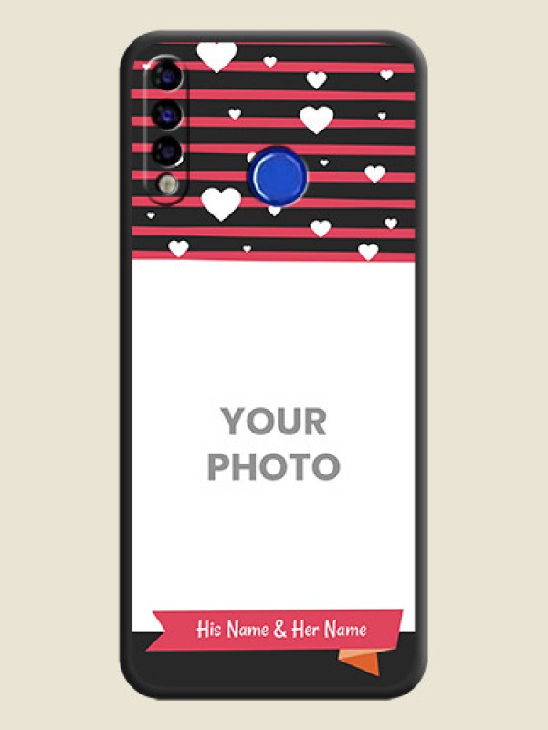Custom White Color Love Symbols with Pink Lines Pattern on Space Black Custom Soft Matte Phone Cases - Tecno Spark 4 - alternate view