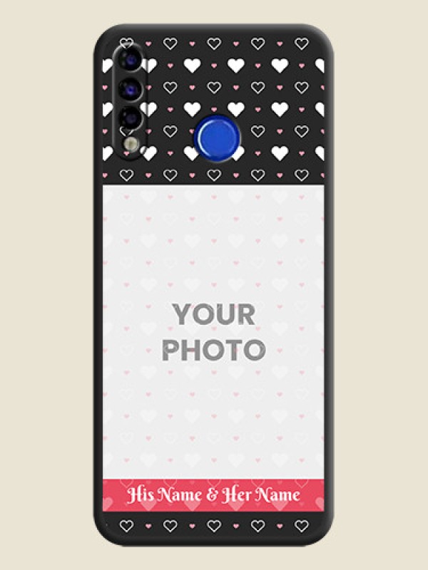 Custom White Color Love Symbols with Text Design on Photo on Space Black Soft Matte Phone Cover - Tecno Spark 4 - alternate view
