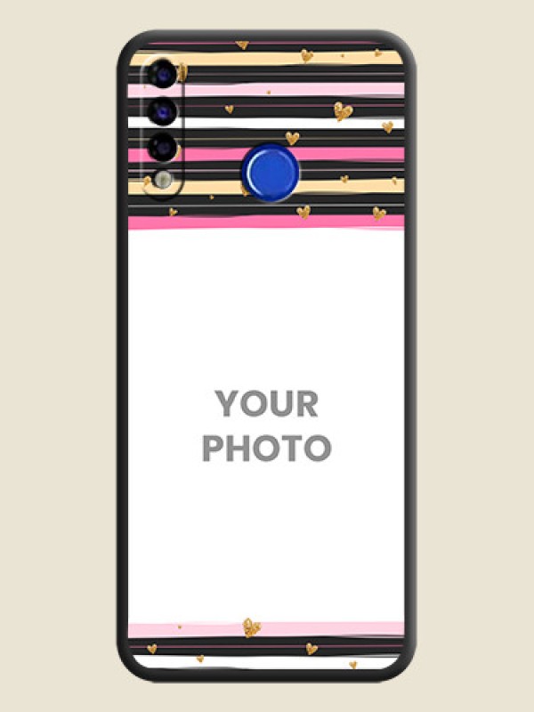 Custom Multicolor Lines and Golden Love Symbols Design on Photo on Space Black Soft Matte Mobile Cover - Tecno Spark 4 - alternate view