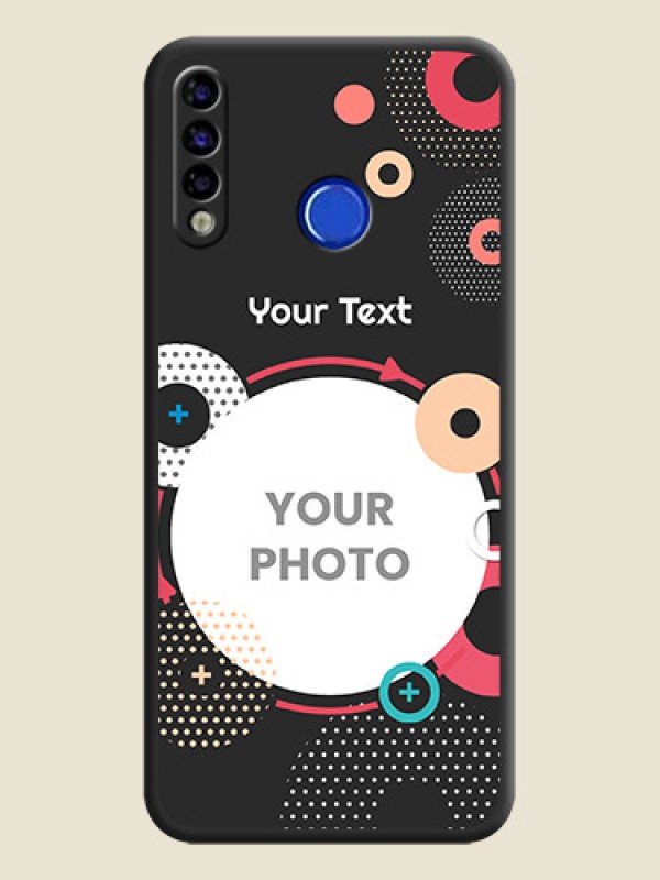 Custom Multicoloured Round Image on Personalised Space Black Soft Matte Cases - Tecno Spark 4 - alternate view
