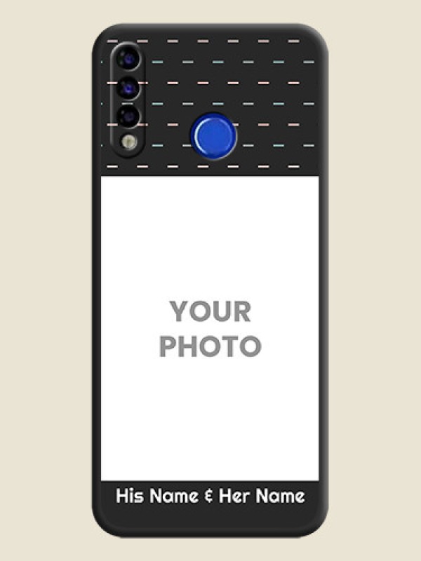 Custom Line Pattern Design with Text on Space Black Custom Soft Matte Phone Back Cover - Tecno Spark 4 - alternate view