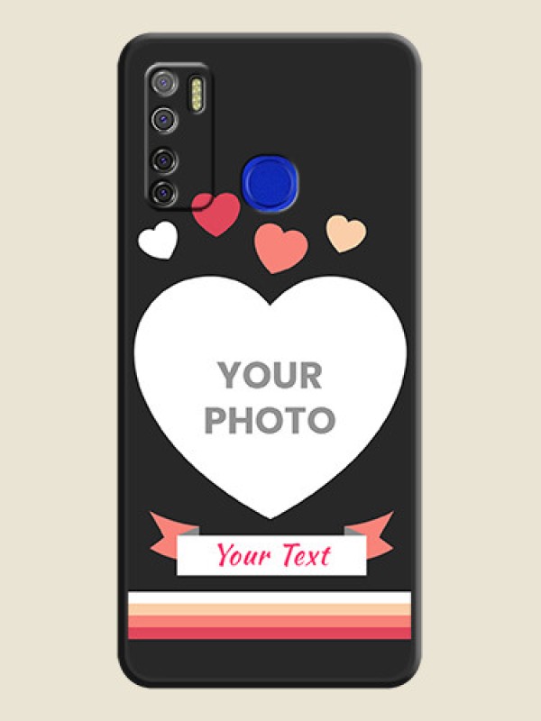 Custom Love Shaped Photo with Colorful Stripes on Personalised Space Black Soft Matte Cases - Tecno Spark 5 Pro - alternate view