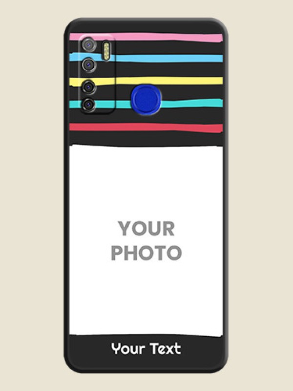Custom Multicolor Lines with Image on Space Black Personalized Soft Matte Phone Covers - Tecno Spark 5 Pro - alternate view