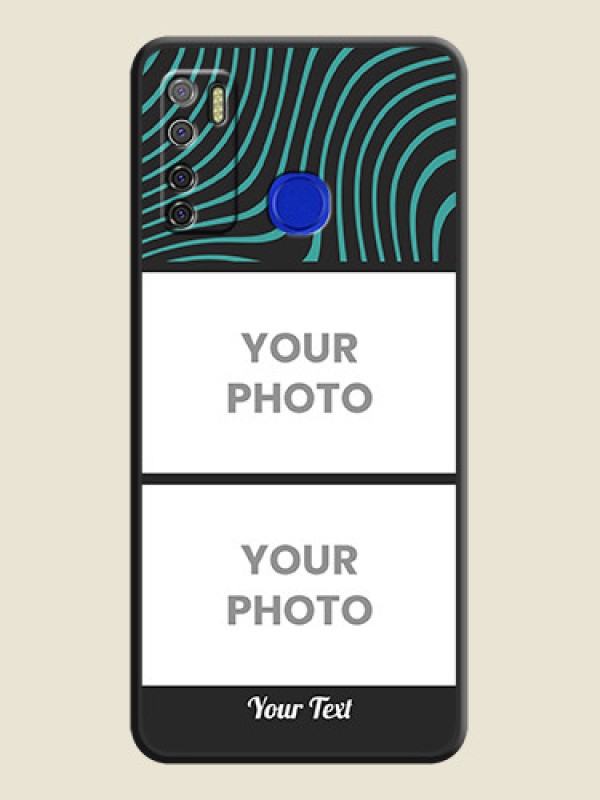 Custom Wave Pattern with 2 Image Holder on Space Black Personalized Soft Matte Phone Covers - Tecno Spark 5 Pro - alternate view