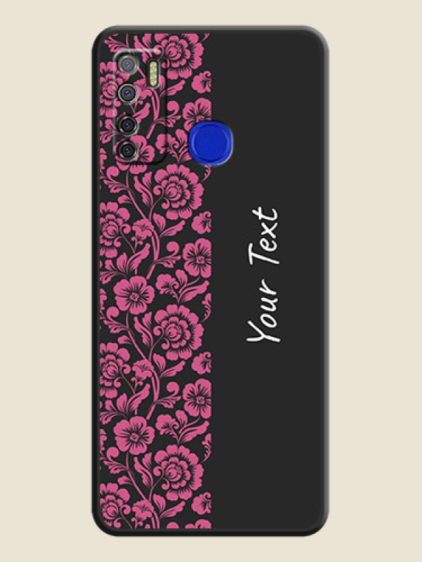 Custom Pink Floral Pattern Design With Custom Text On Space Black Personalized Soft Matte Phone Covers -Tecno Spark 5 Pro - alternate view