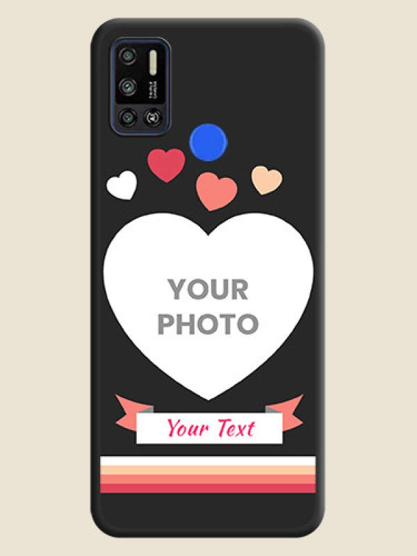 Custom Love Shaped Photo with Colorful Stripes on Personalised Space Black Soft Matte Cases - Tecno Spark 6 Air - alternate view