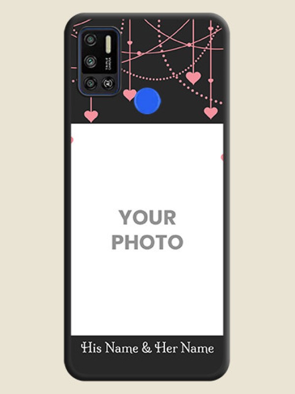Custom Pink Love Hangings with Text on Space Black Custom Soft Matte Back Cover - Tecno Spark 6 Air - alternate view