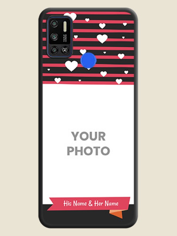 Custom White Color Love Symbols with Pink Lines Pattern on Space Black Custom Soft Matte Phone Cases - Tecno Spark 6 Air - alternate view