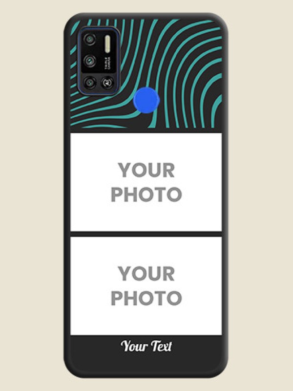 Custom Wave Pattern with 2 Image Holder on Space Black Personalized Soft Matte Phone Covers - Tecno Spark 6 Air - alternate view