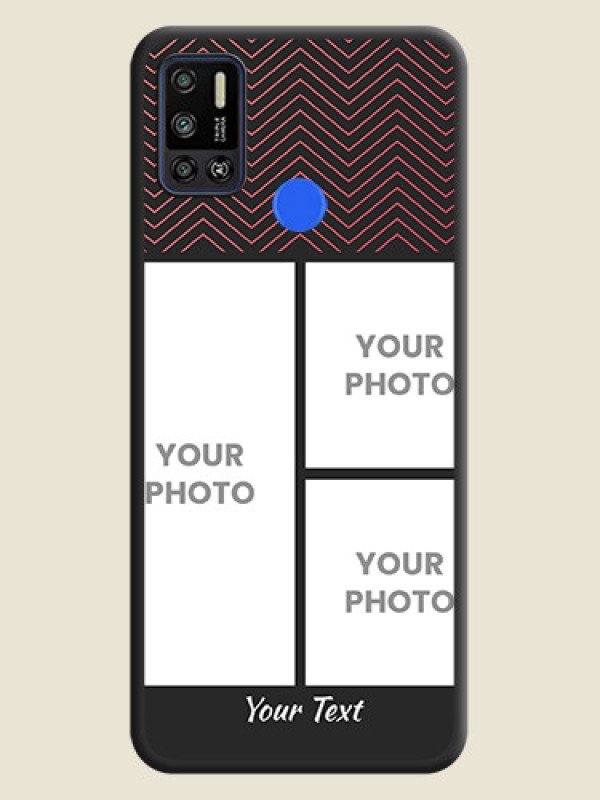Custom Wave Pattern with 3 Image Holder on Space Black Custom Soft Matte Back Cover - Tecno Spark 6 Air - alternate view