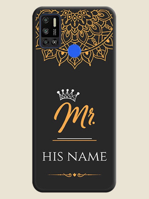 Custom Mr Name with Floral Design  on Personalised Space Black Soft Matte Cases - Tecno Spark 6 Air - alternate view