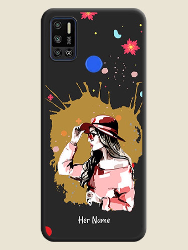Custom Mordern Lady With Color Splash Background With Custom Text On Space Black Personalized Soft Matte Phone Covers -Tecno Spark 6 Air - alternate view