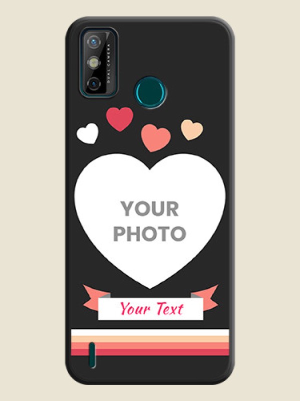 Custom Love Shaped Photo with Colorful Stripes on Personalised Space Black Soft Matte Cases - Tecno Spark 6 Go - alternate view