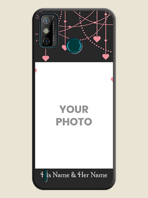 Custom Pink Love Hangings with Text on Space Black Custom Soft Matte Back Cover - Tecno Spark 6 Go - alternate view