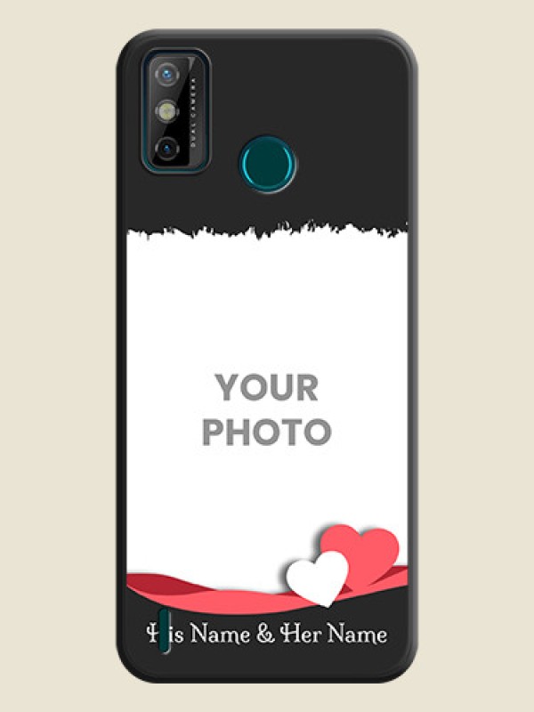 Custom Pin Color Love Shaped Ribbon Design with Text on Space Black Custom Soft Matte Phone Back Cover - Tecno Spark 6 Go - alternate view