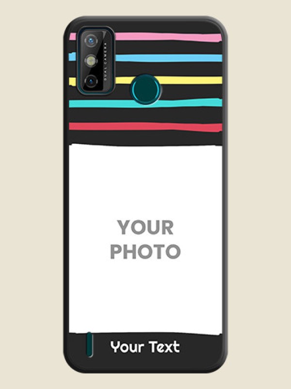 Custom Multicolor Lines with Image on Space Black Personalized Soft Matte Phone Covers - Tecno Spark 6 Go - alternate view