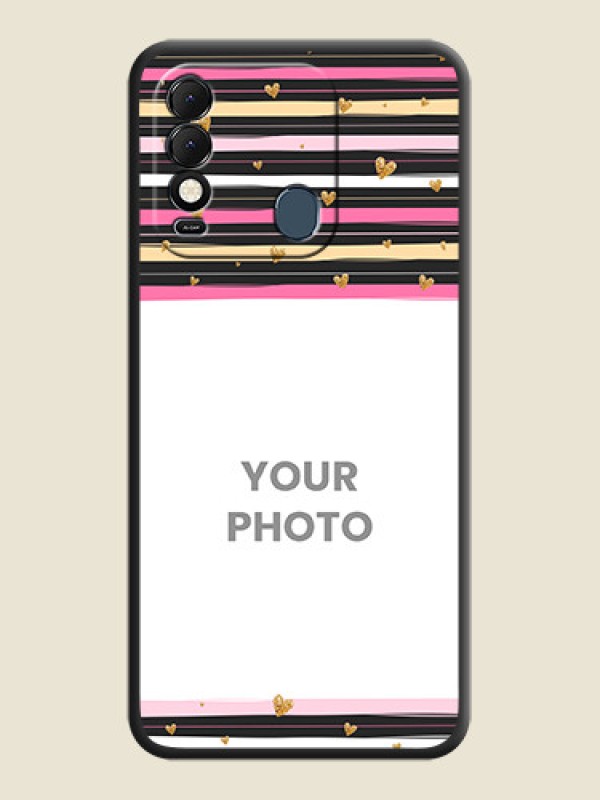 Custom Multicolor Lines and Golden Love Symbols Design on Photo on Space Black Soft Matte Mobile Cover - Tecno Spark 8 - alternate view