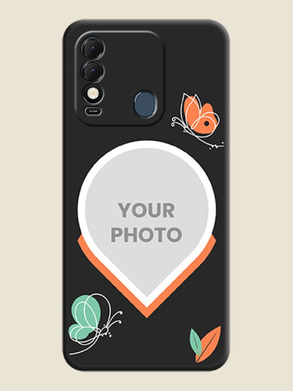Custom Upload Pic With Simple Butterly Design On Space Black Personalized Soft Matte Phone Covers -Tecno Spark 8 - alternate view