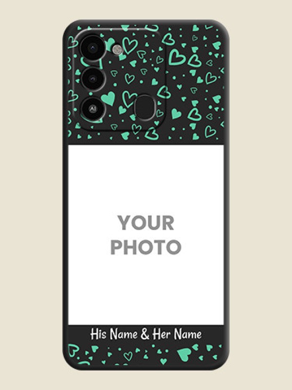 Custom Sea Green Indefinite Love Pattern on Photo on Space Black Soft Matte Mobile Cover - Tecno Spark 8C - alternate view