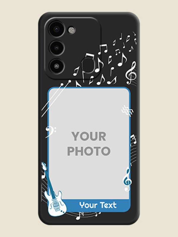 Custom Musical Theme Design with Text on Photo on Space Black Soft Matte Mobile Case - Tecno Spark 8C - alternate view